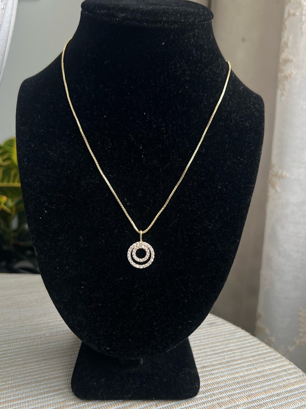 🩷-Gold double Circle Pendant Necklace with Clear Crystals